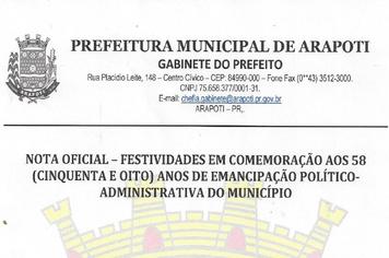 Prefeitura divulga nota oficial a respeito das festividades de aniversÃ¡rio da cidade