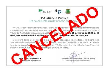 Cancelada AudiÃªncia PÃºblica sobre o Plano de Mobilidade Urbana