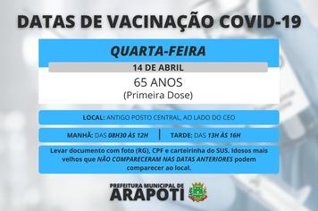 Vacinação COVID-19 - Idosos com 65 anos de idade (Primeira Dose)