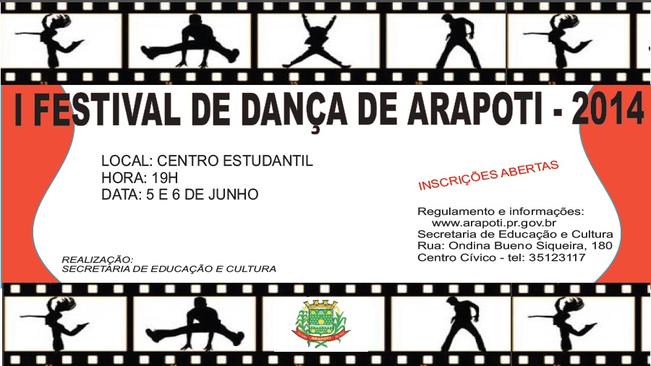 JÃ¡ estÃ£o abertas as inscriÃ§Ãµes para o I Festival de DanÃ§a