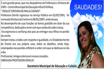 NOTA DE PESAR PELO FALECIMENTO DA PROFESSORA DENILSI